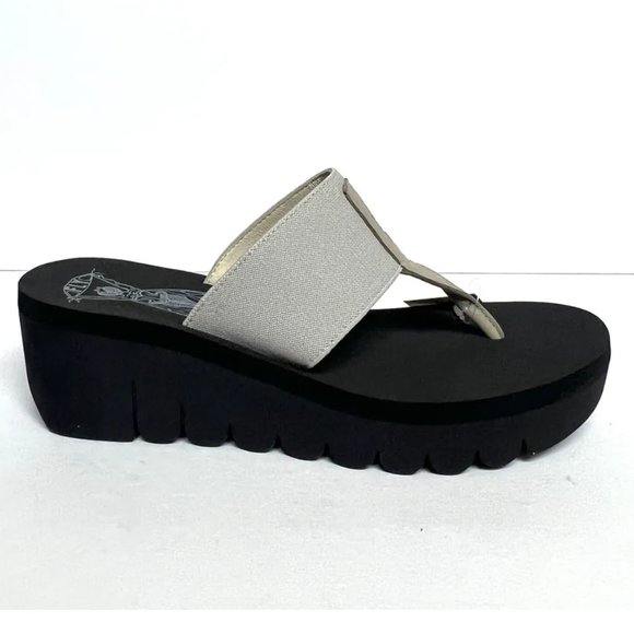 Fly London Black and Cream Platform Sandals - Picture 1 of 7